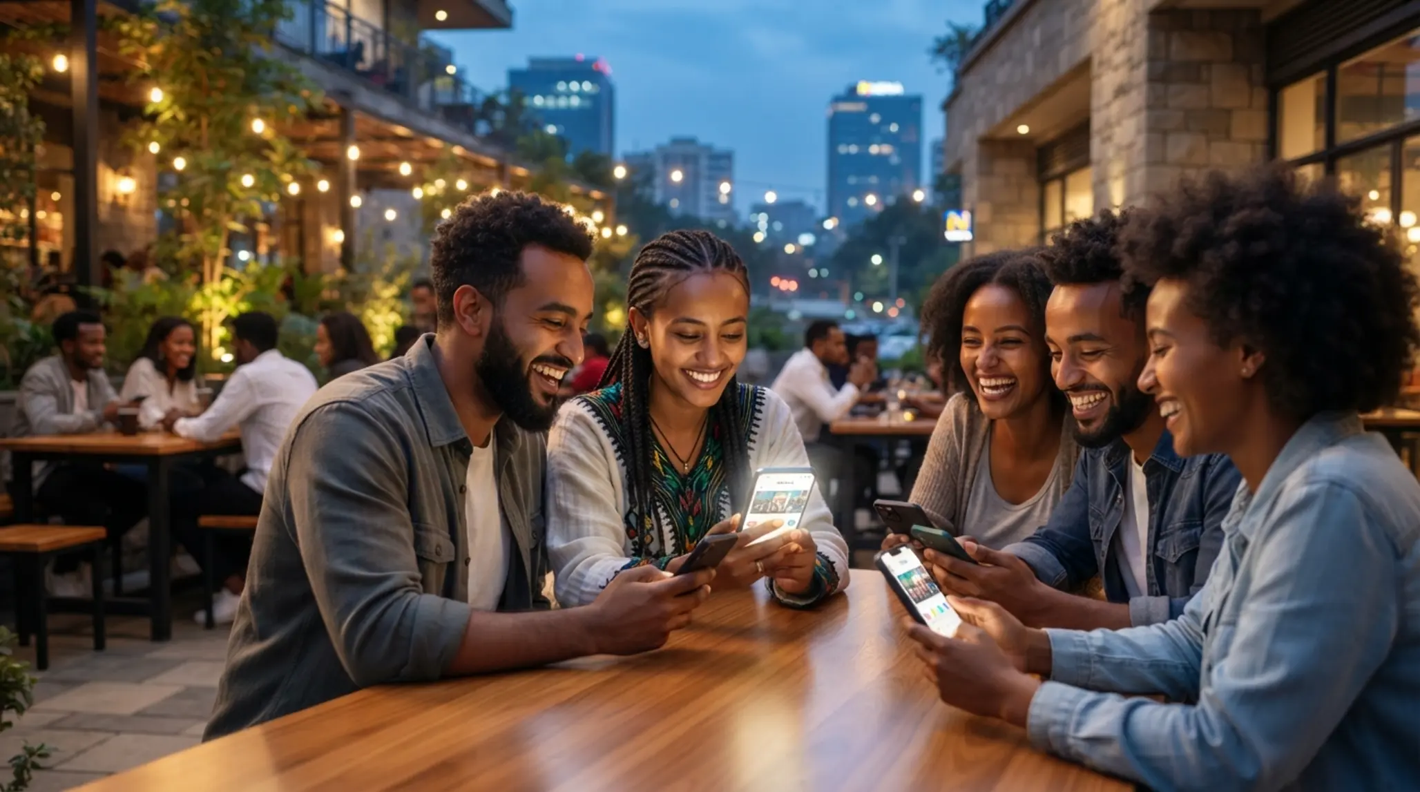 BetX brand banner with Ethiopian users on mobile devices in a modern safe local setting
