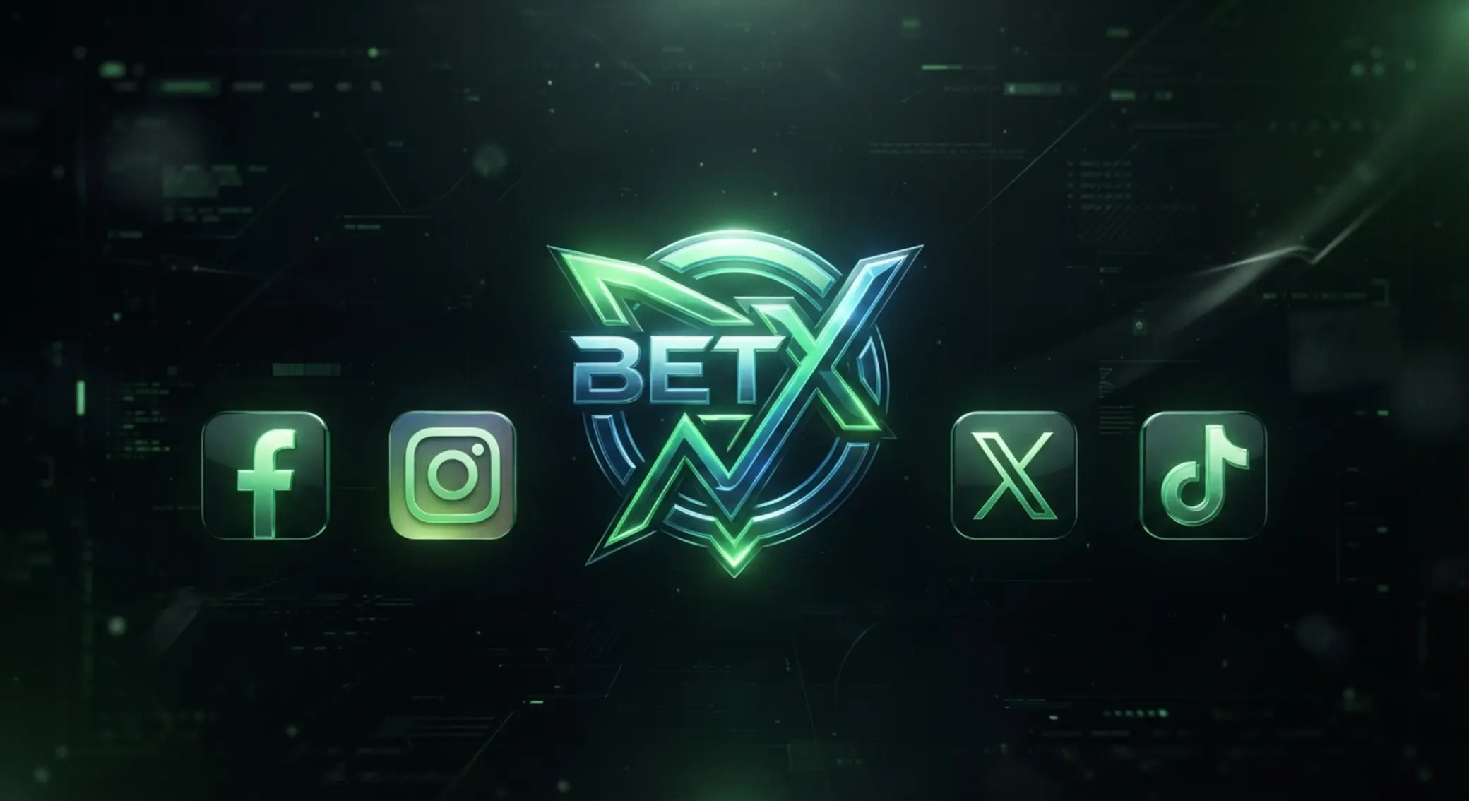 BETX-themed social media icons on a dark background