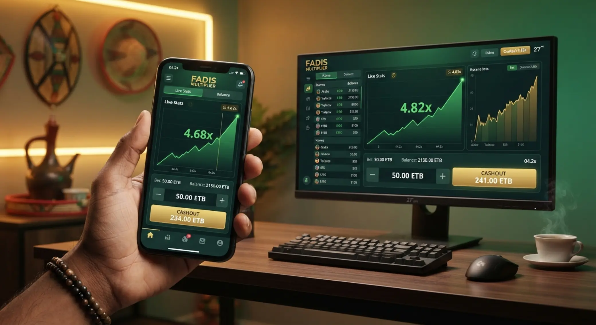 Betx crash interface with multiplier graph and cashout controls on mobile