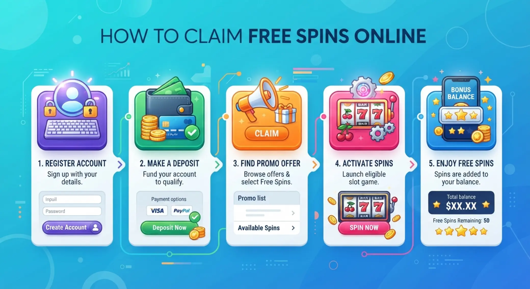 Step by step process for claiming free spins