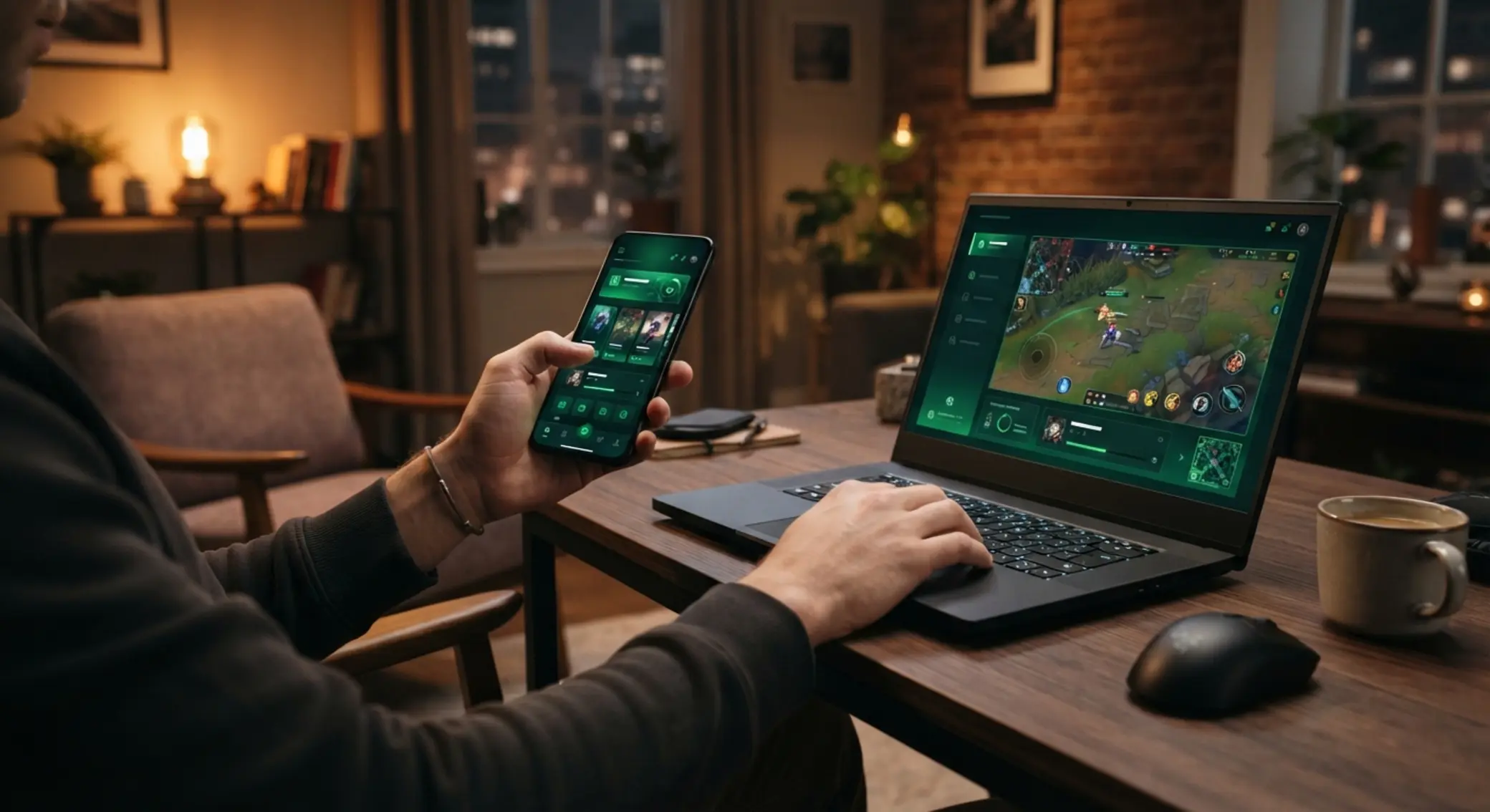 User accessing BetX games on phone and laptop