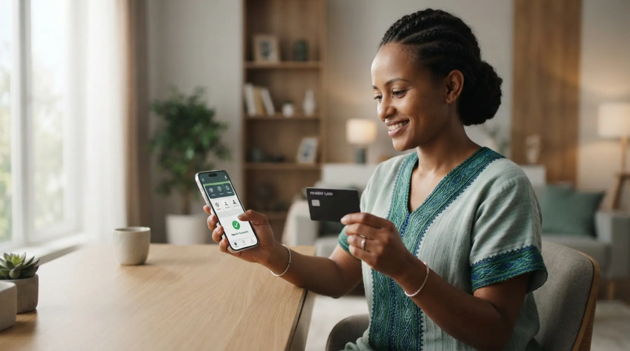 Ethiopian user with payment card and smartphone using a secure digital sports platform