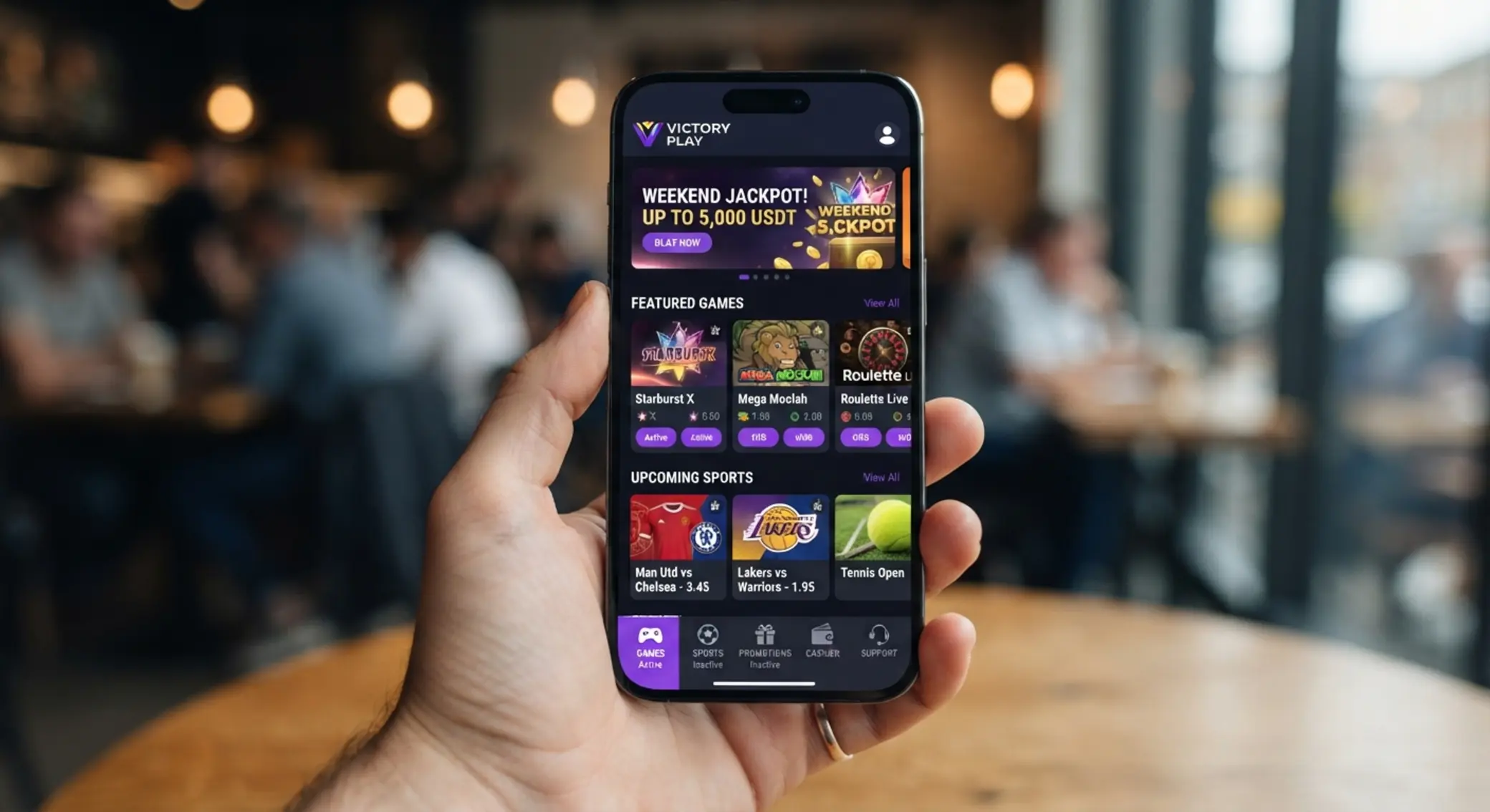 BetX app interface with games sports promotions and cashier navigation