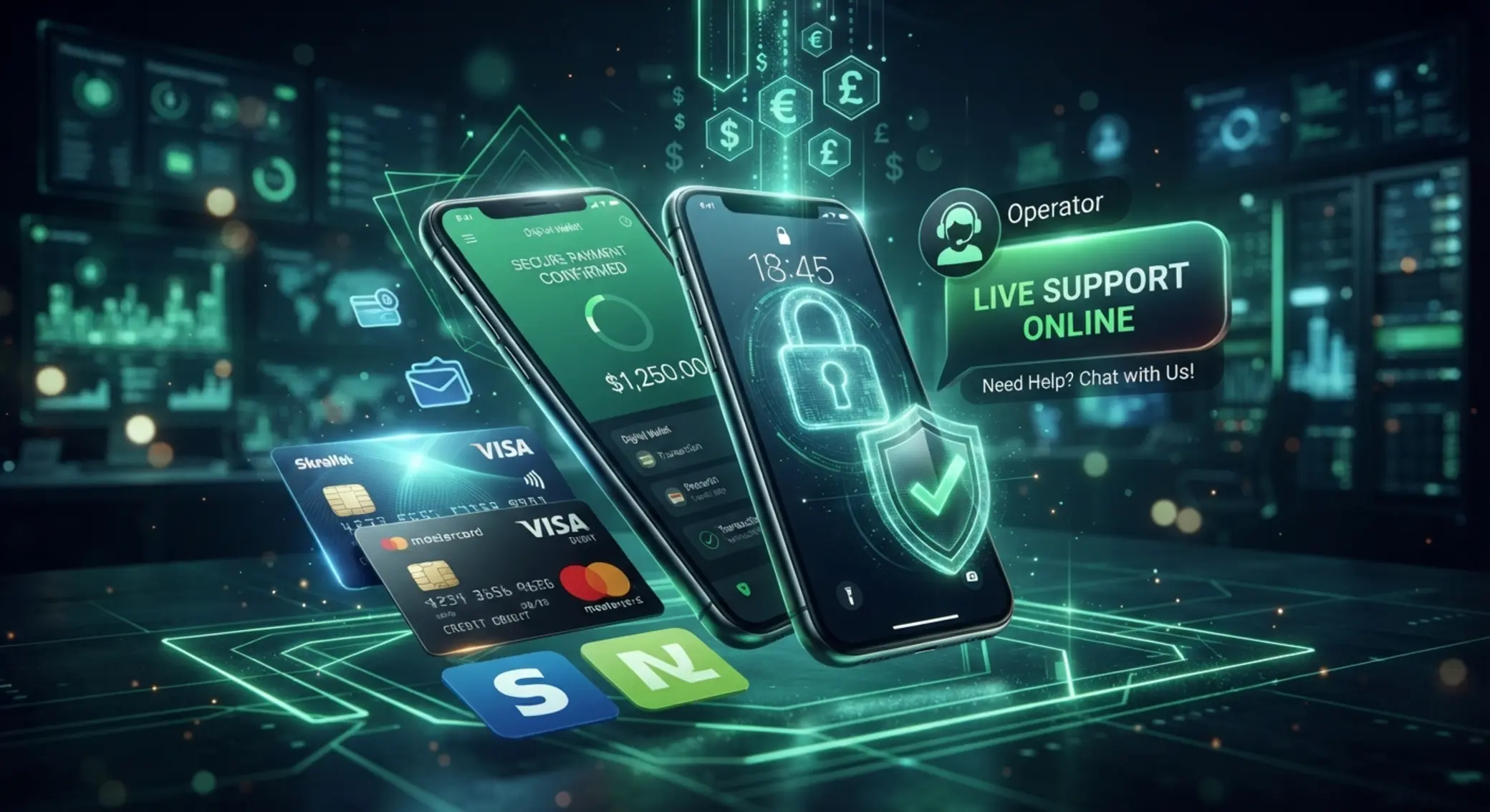 Secure payments and customer support visuals for BetX mobile app