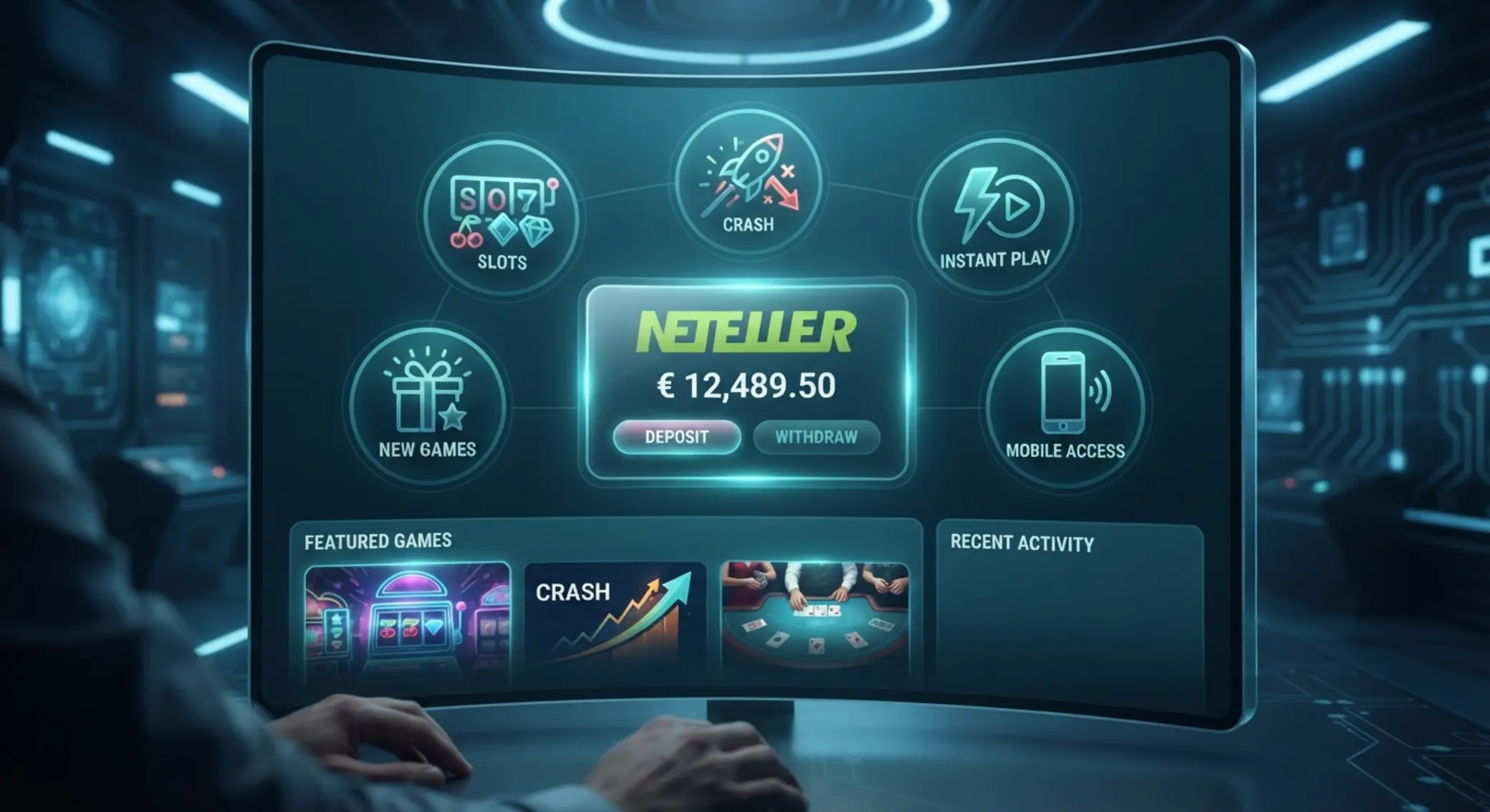 BetX-style sections connected to a Neteller-funded balance