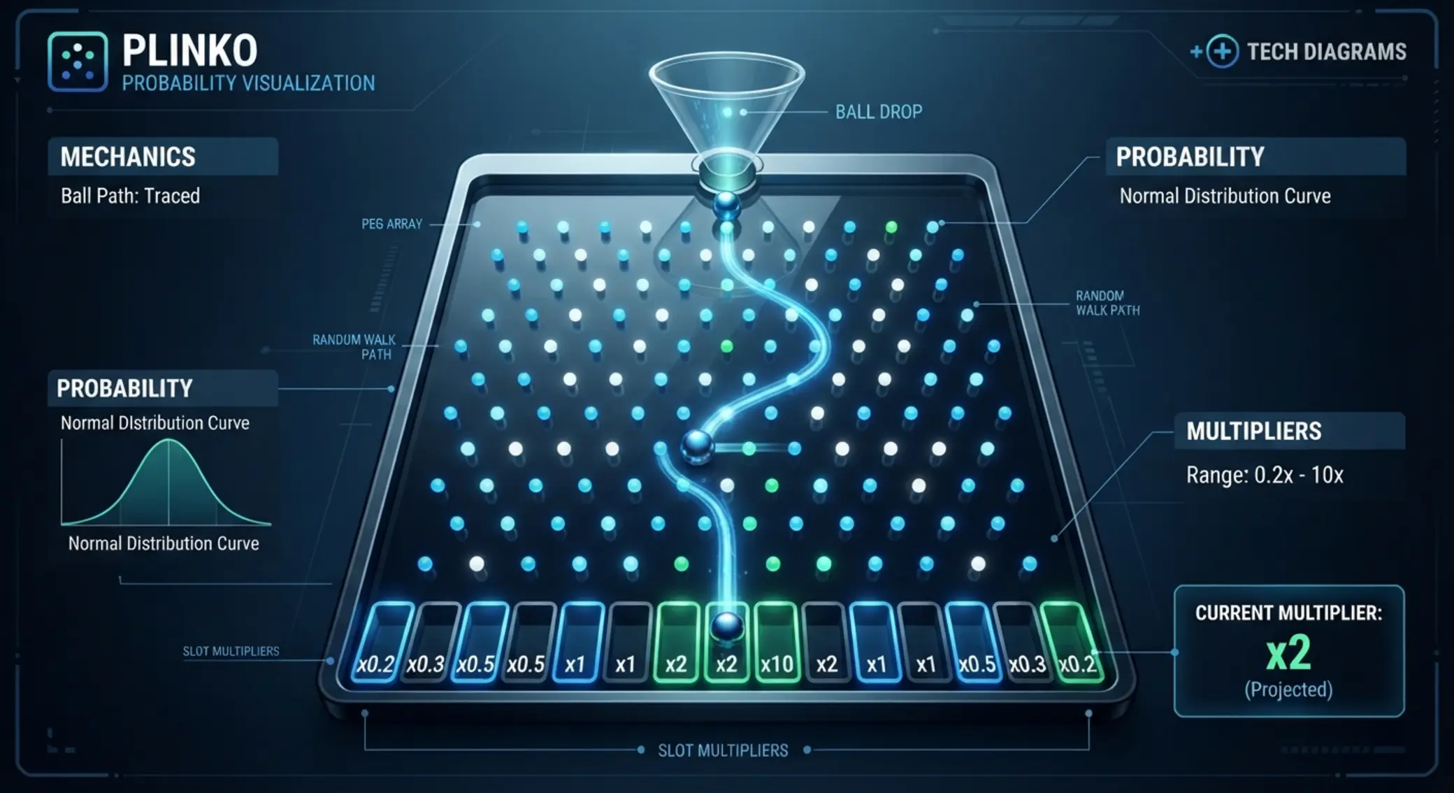 Plinko Rules and Multiplier Mechanics Plinko board diagram showing ball path and multiplier slots