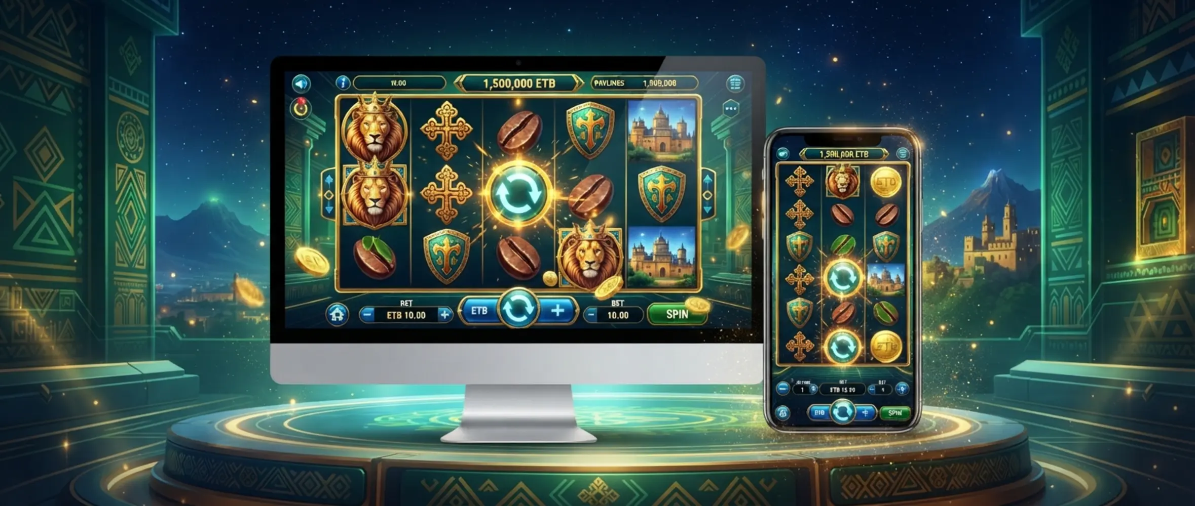 BetX slots banner with colorful reels and Ethiopia-focused ETB-inspired visuals