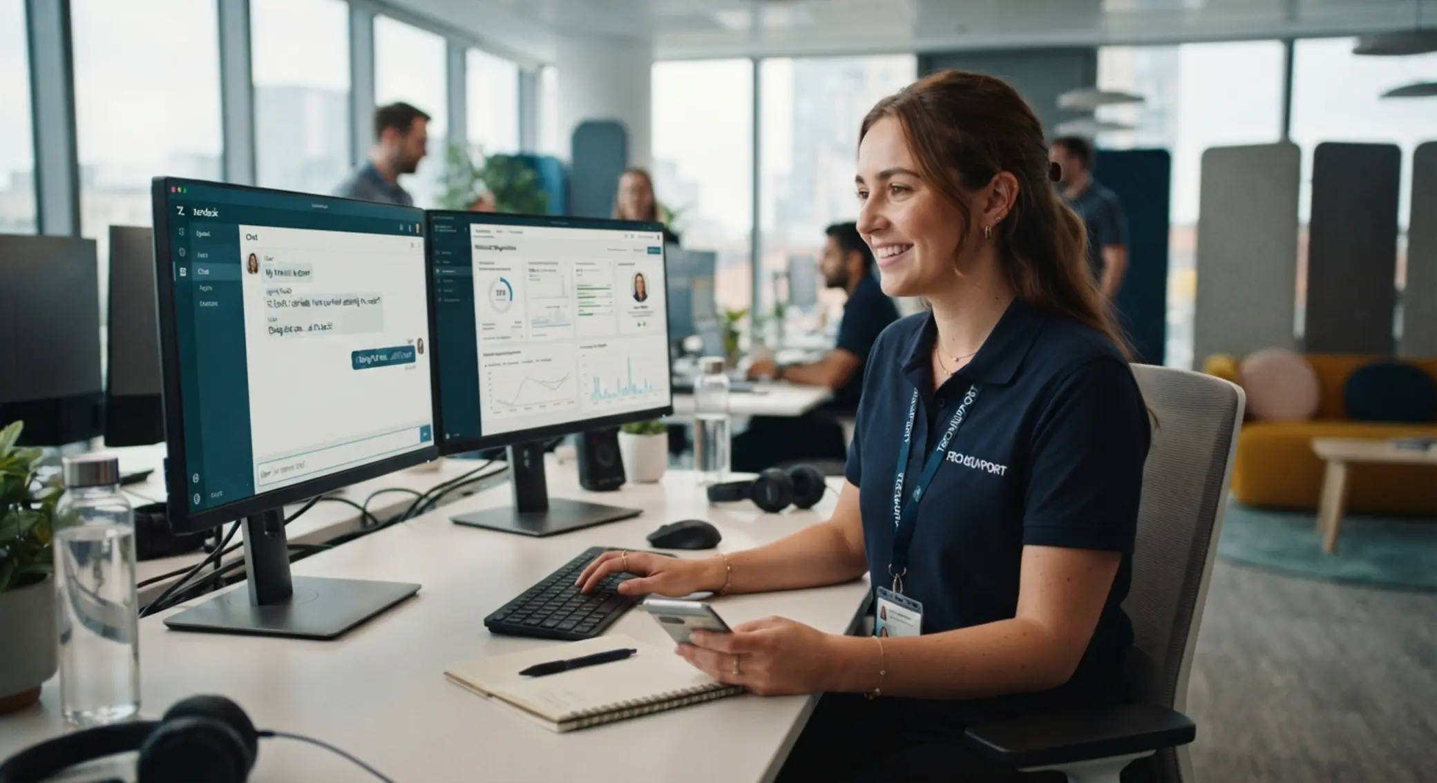 Support operator using chat on desktop and mobile
