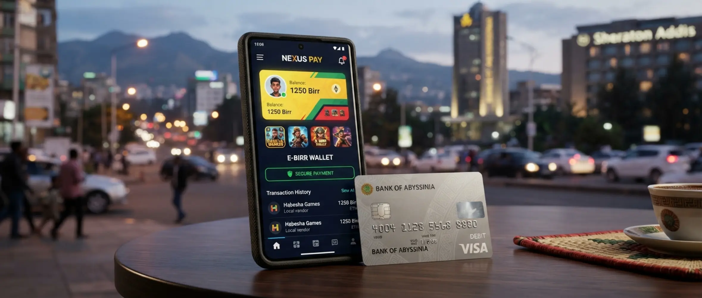 BetX Visa payment banner for Ethiopia with smartphone and card