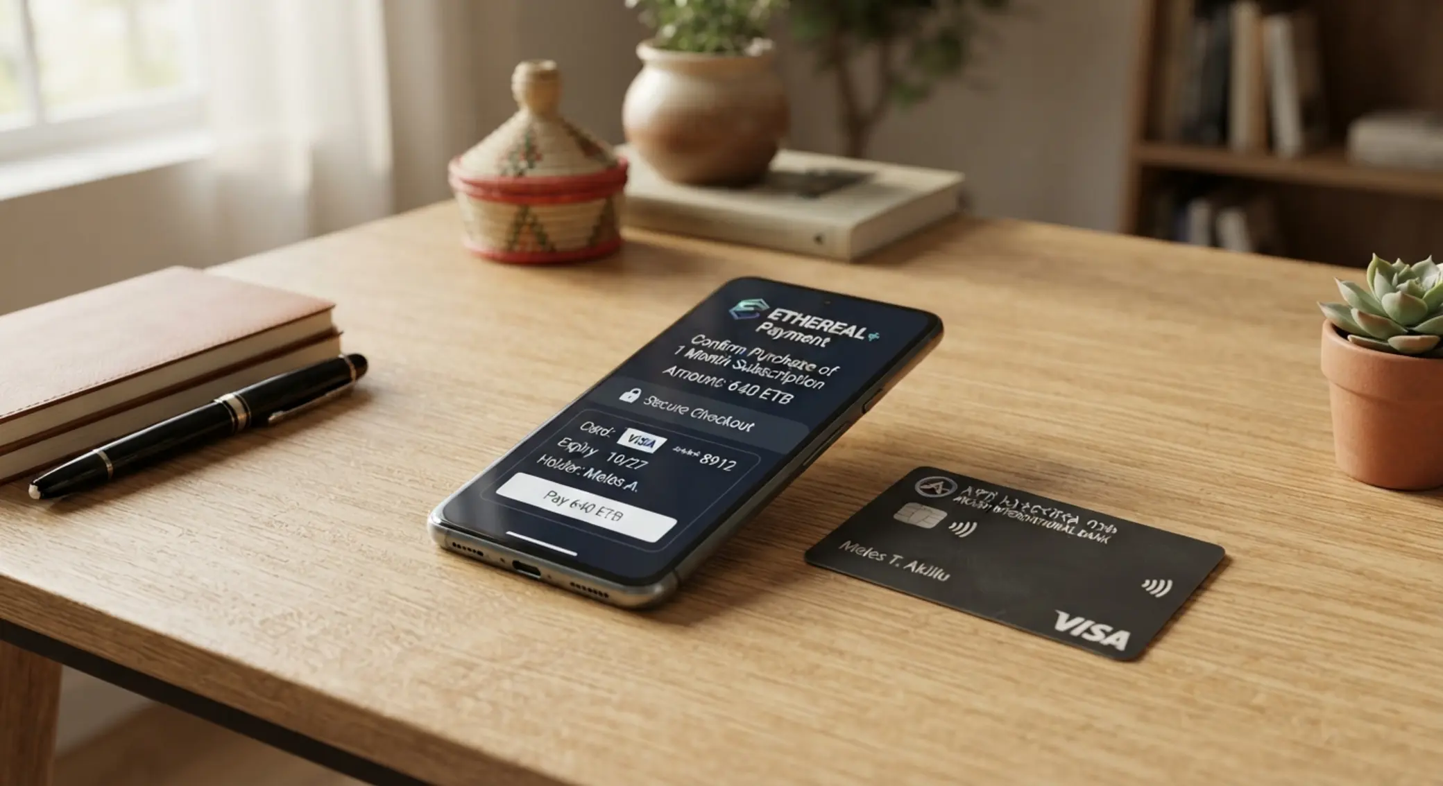 Visa card and smartphone for BetX payments in Ethiopia