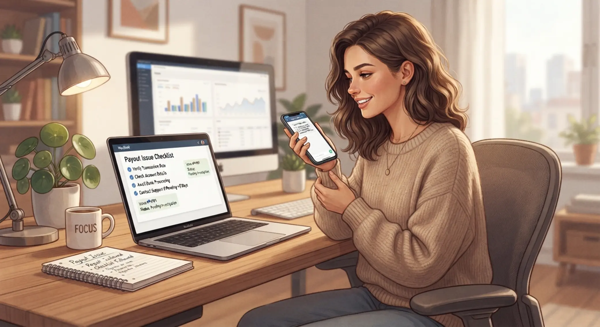 User checking payout issue checklist while contacting support